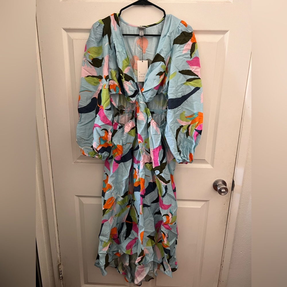 A new day floral cutout asymmetrical hem dress M